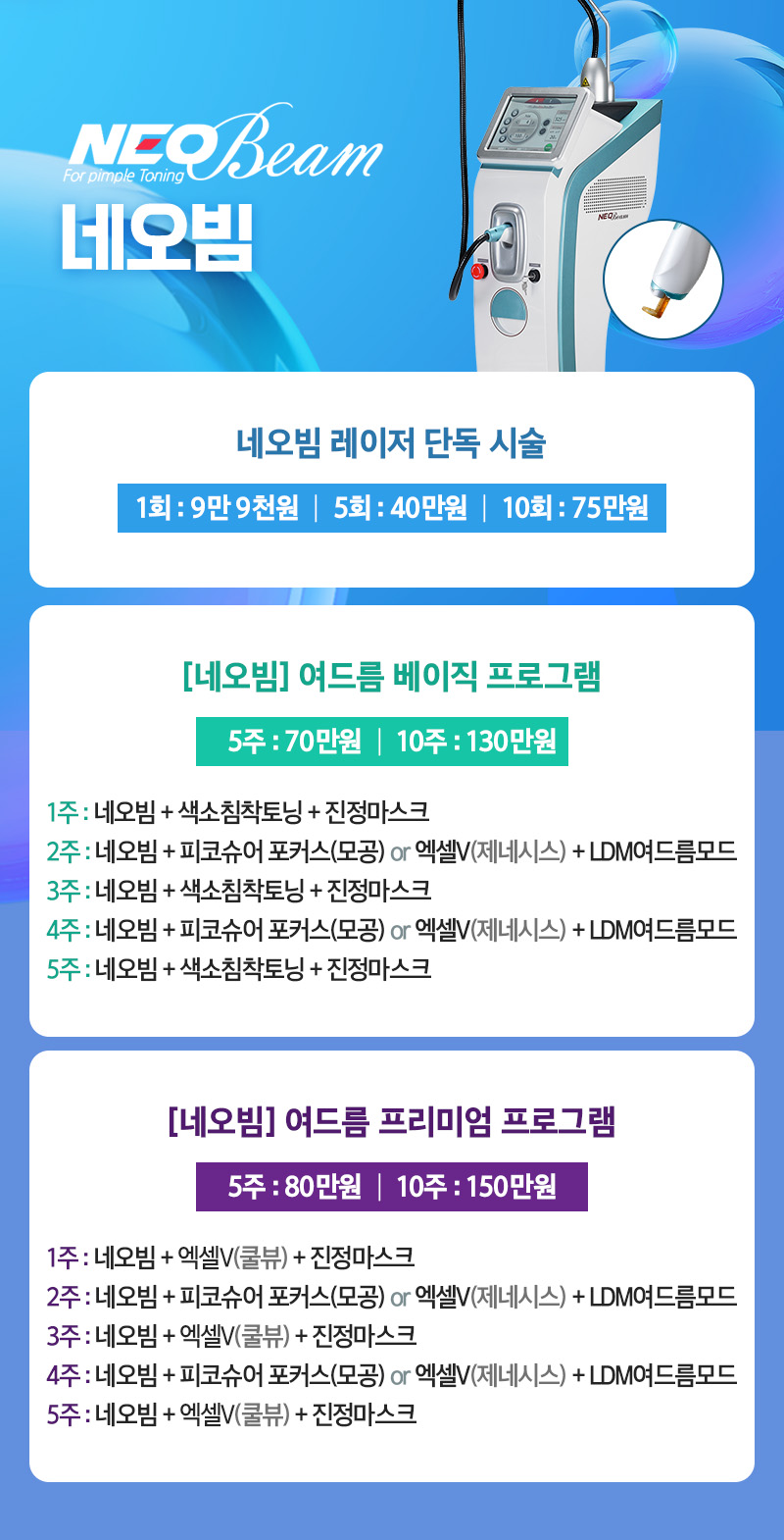 디캐럿의원 신사본점 :: [피지/여드름] 네오빔 레이저